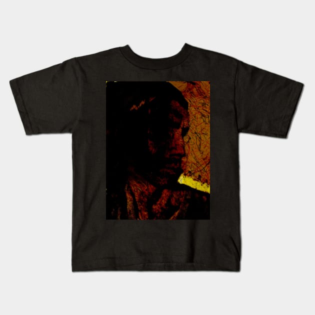 Special processing. The dragon. Man looking on to the side. Head. Lot of strokes. Orange. Kids T-Shirt by 234TeeUser234